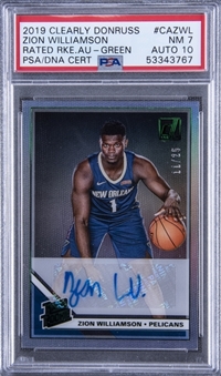 2019-20 Clearly Donruss Rated Rookie Green #CAZWL Zion Williamson Signed Card (#11/25) - PSA NM 7, PSA/DNA 10